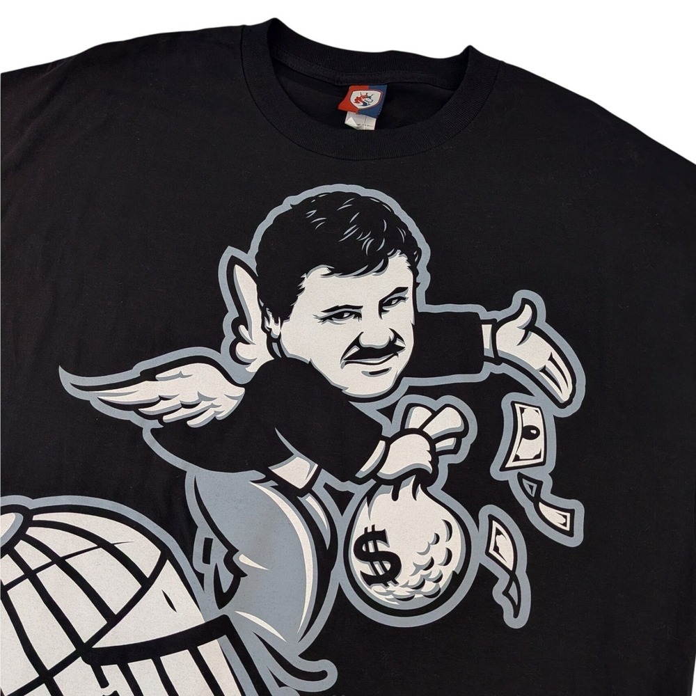 Og Abel Altiplano El Chapo Angel Money Bag Graphic T-Shirt Black Mens 2XL NWT